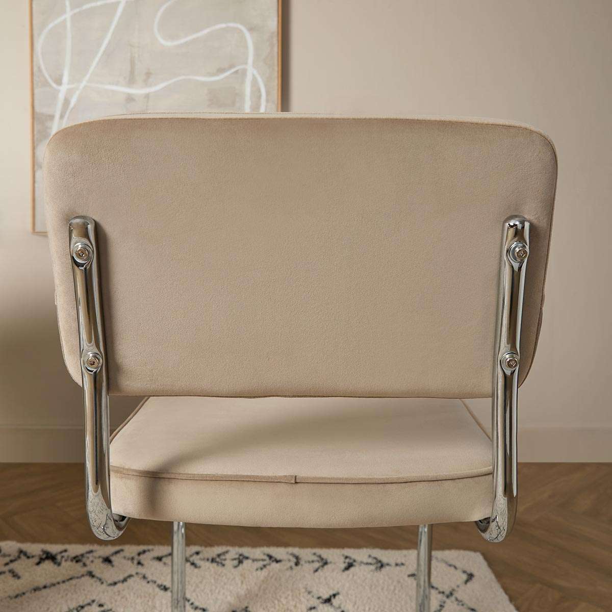 Marcel Chrome Dining Chair - Set of Two - Mushroom - Mocka New Zealand