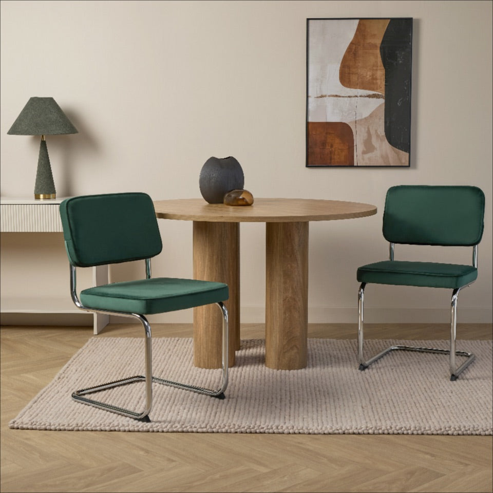 Marcel Chrome Dining Chair - Set of Two - Dark Green - Mocka New Zealand