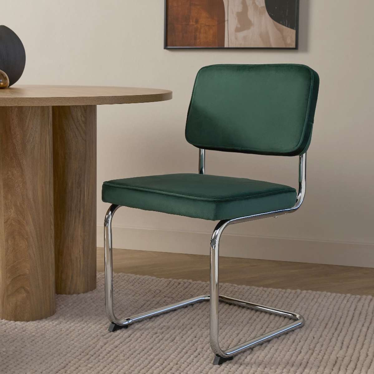 Marcel Chrome Dining Chair - Set of Two - Dark Green - Mocka New Zealand