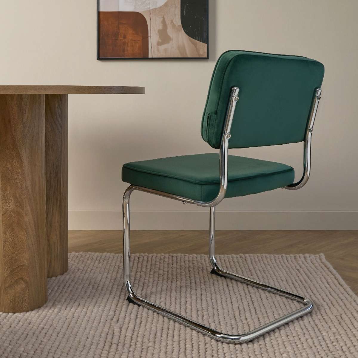 Marcel Chrome Dining Chair - Set of Two - Dark Green - Mocka New Zealand