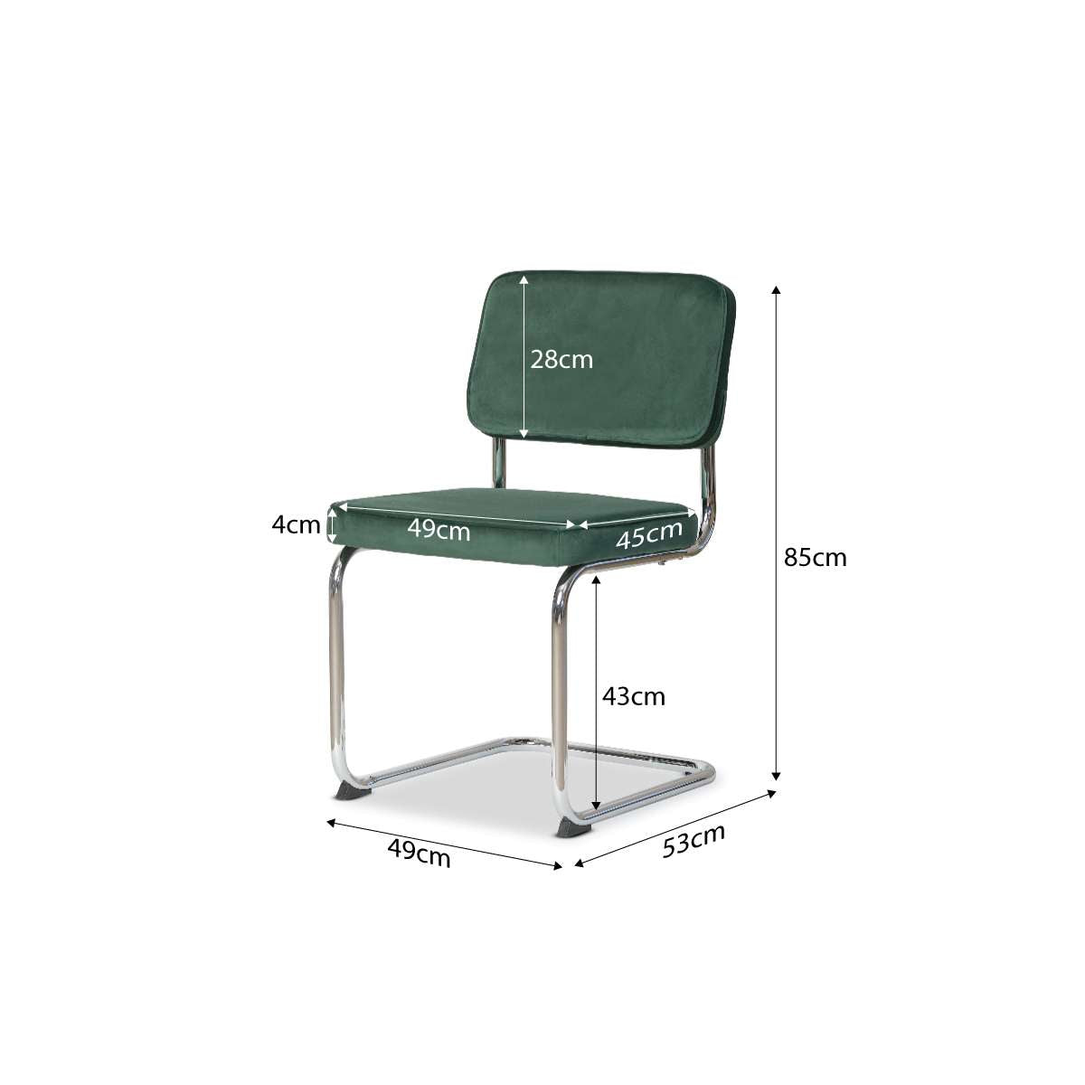 Marcel Chrome Dining Chair - Set of Two - Dark Green