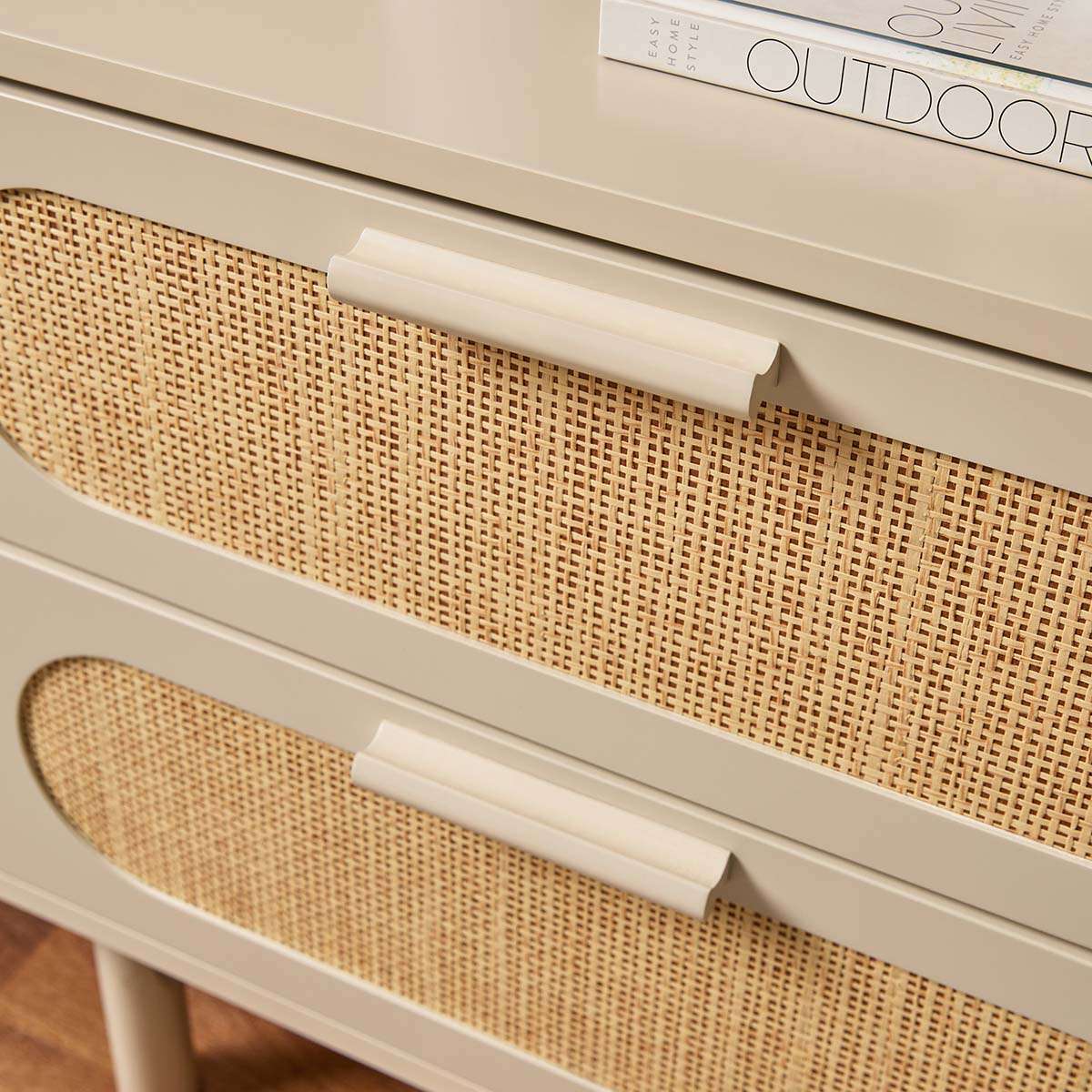 Canyon Two Drawer Bedside Table - Beige/Natural - Mocka New Zealand