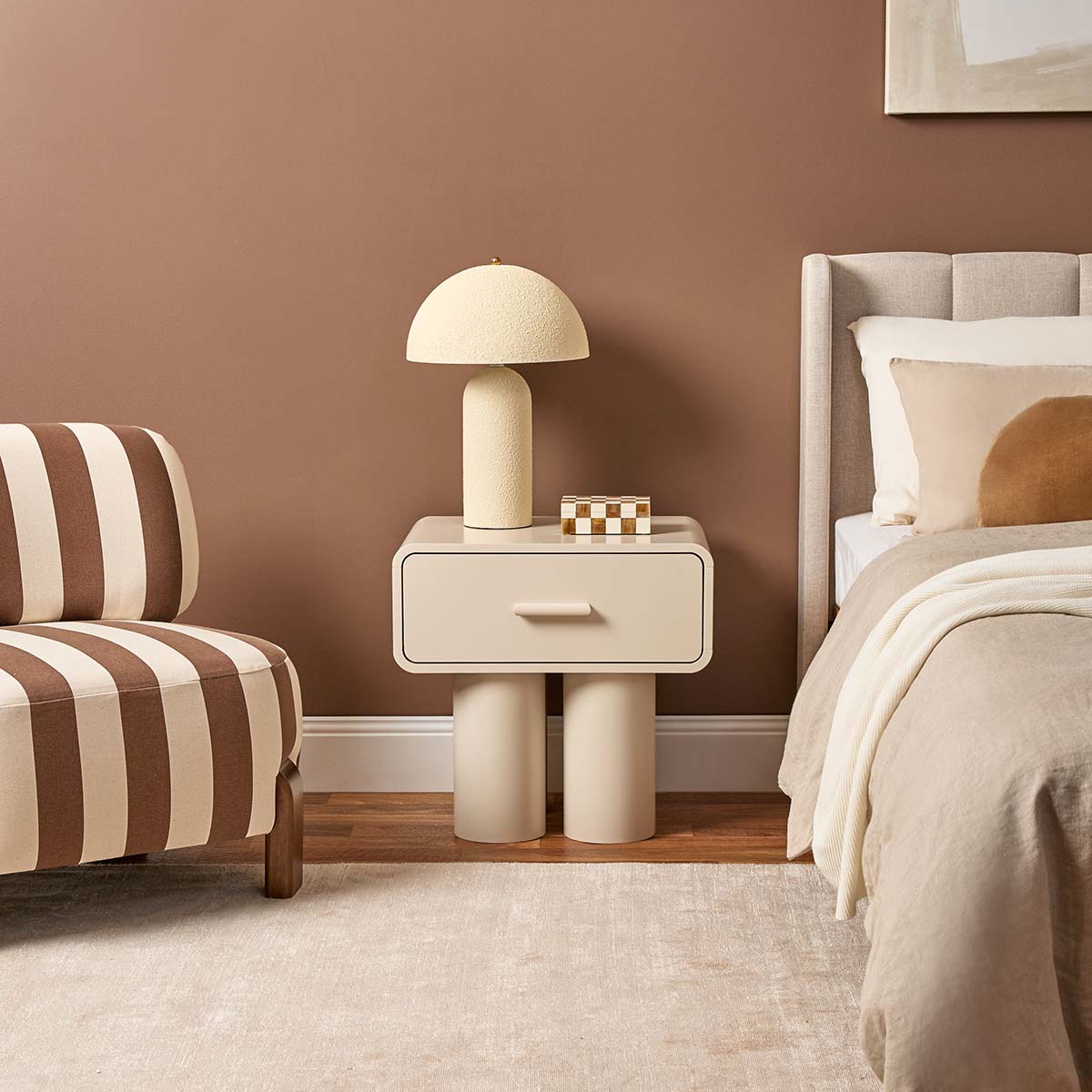 Otis Bedside Table - Beige - Mocka New Zealand