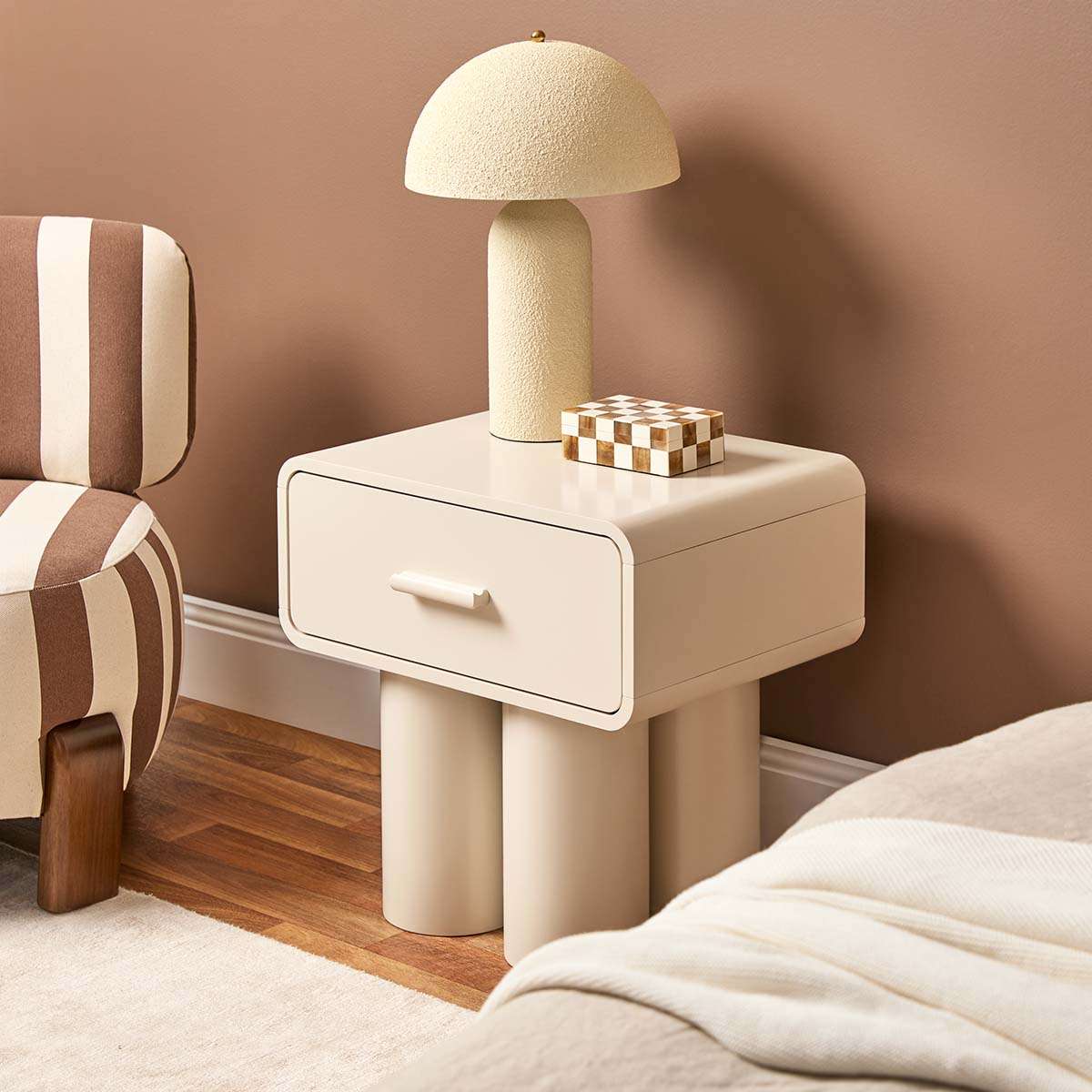 Otis Bedside Table - Beige - Mocka New Zealand