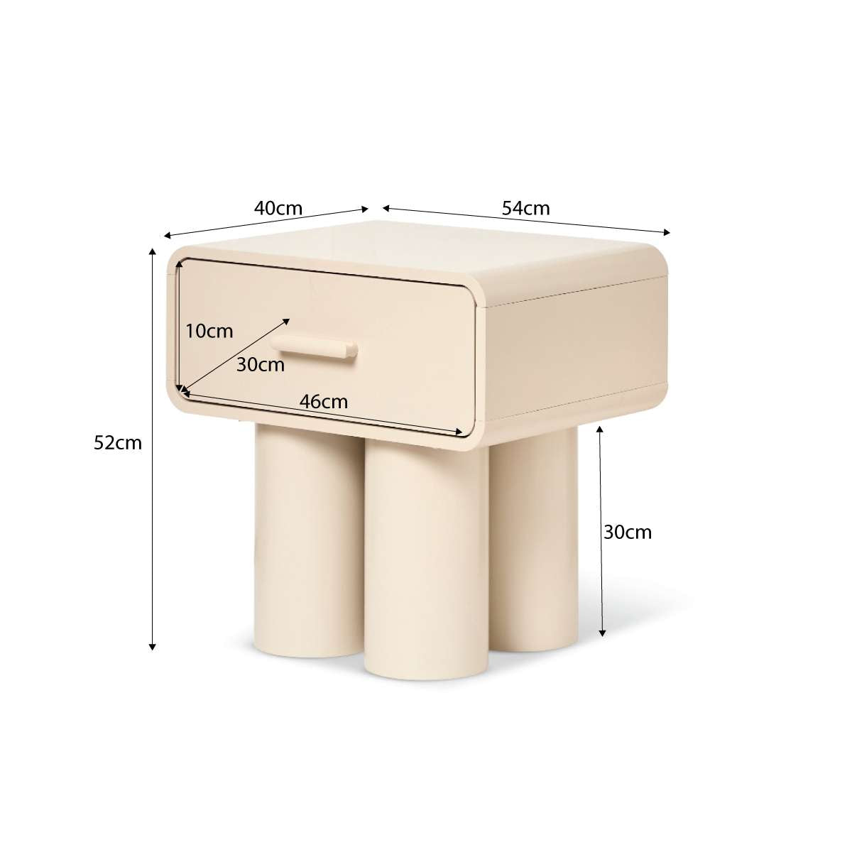 Otis Bedside Table - Beige - Mocka New Zealand