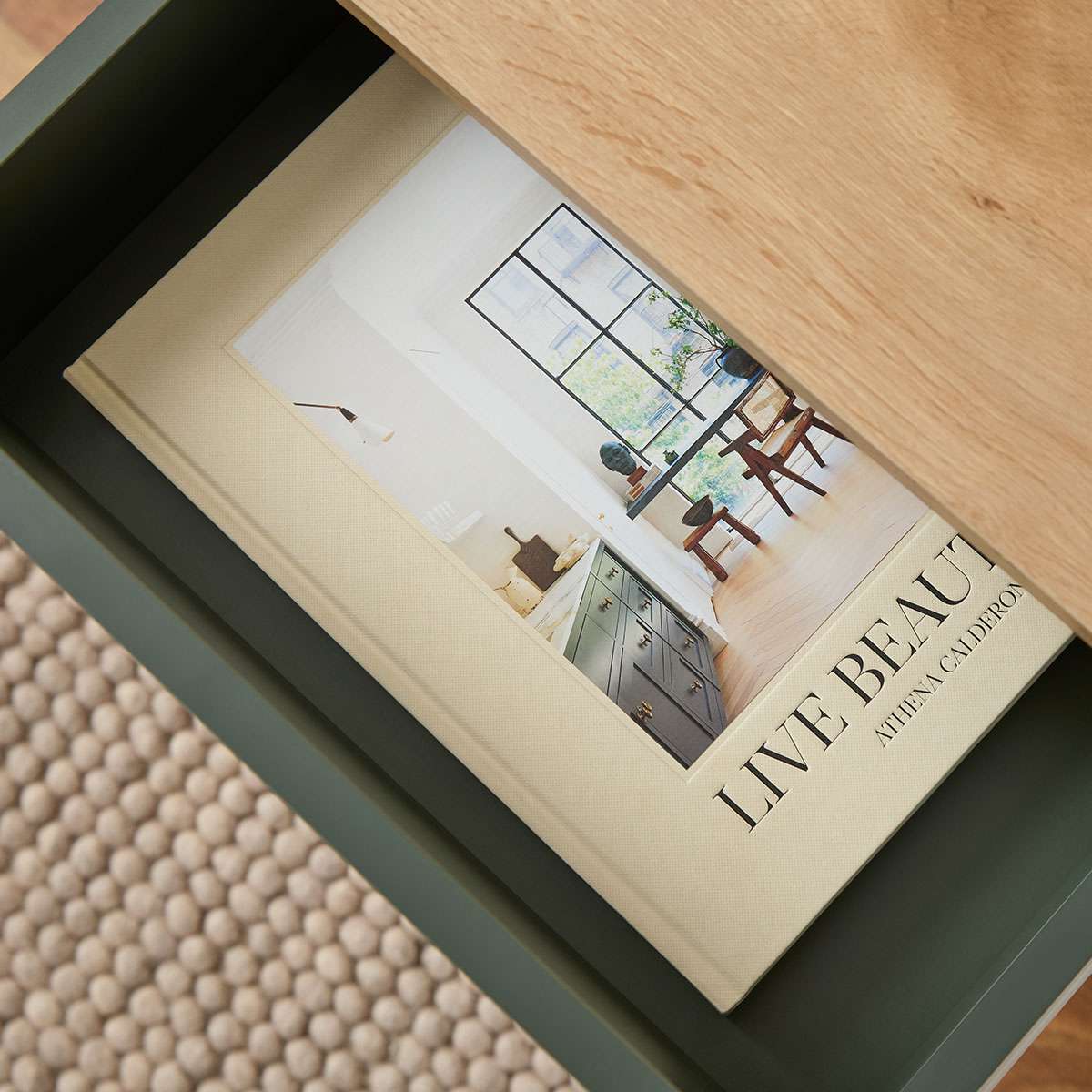 Murphy Bedside Table - Green/Natural - Mocka New Zealand