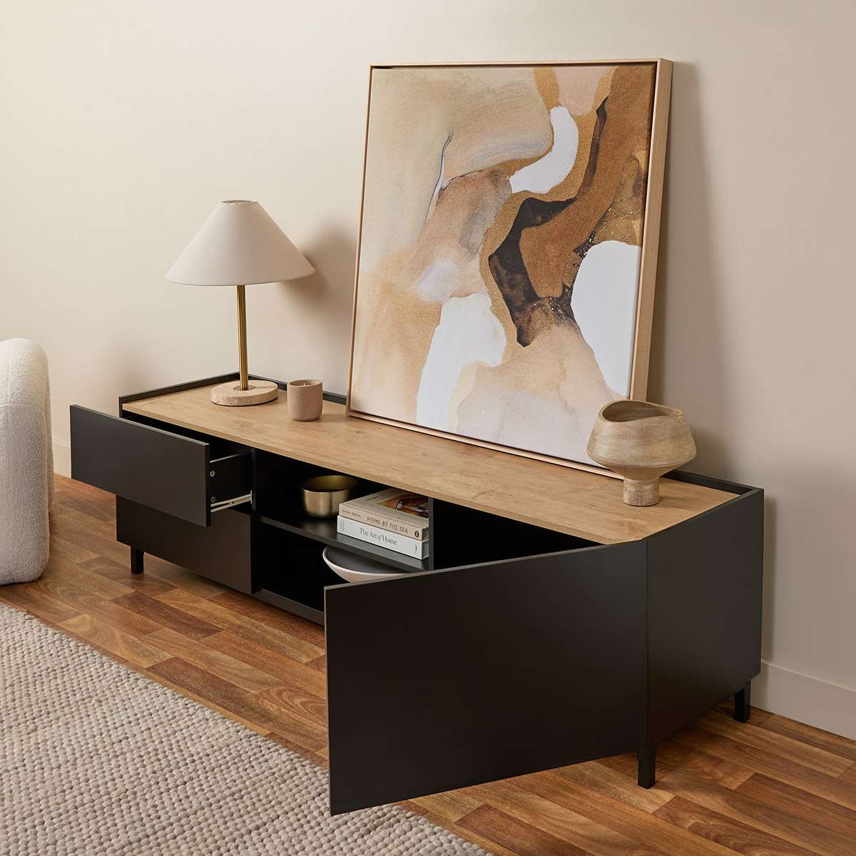Murphy Entertainment Unit - Black/Natural - Mocka New Zealand