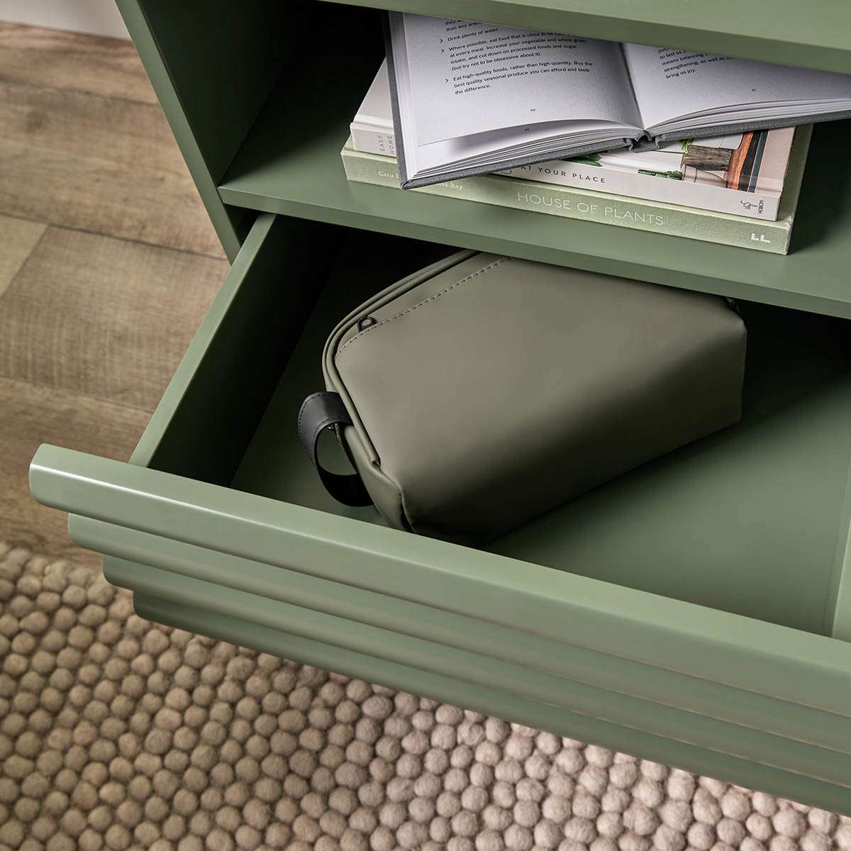 Theodore Ribbed Bedside Table - Green - Mocka New Zealand