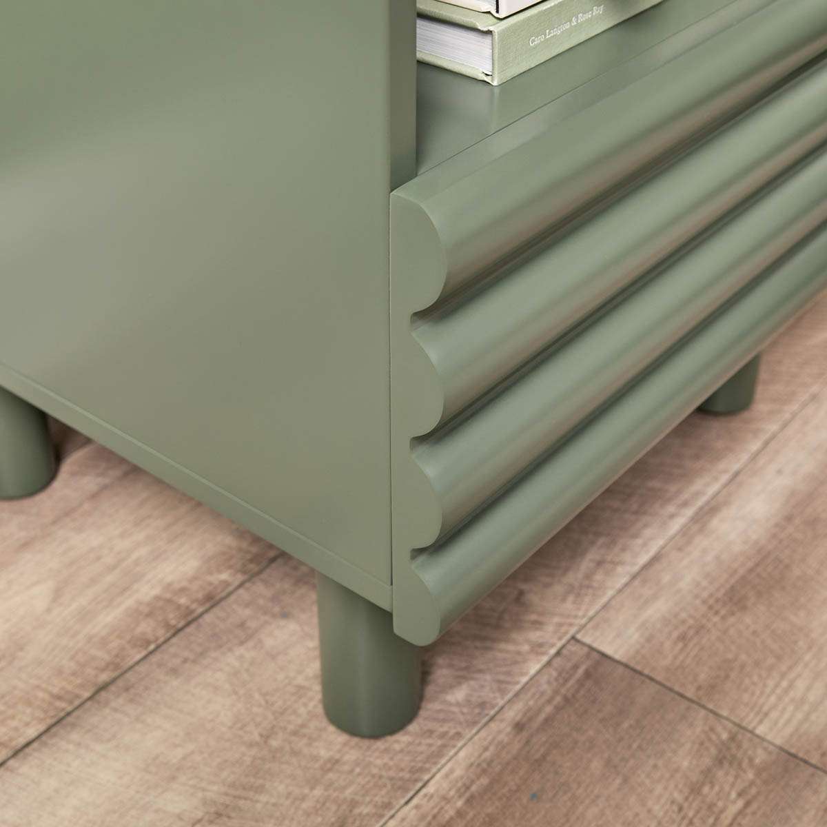 Theodore Ribbed Bedside Table - Green - Mocka New Zealand