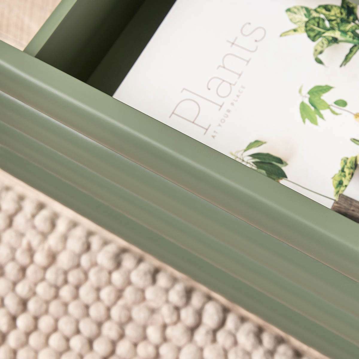 Theodore Ribbed Bedside Table - Green - Mocka New Zealand