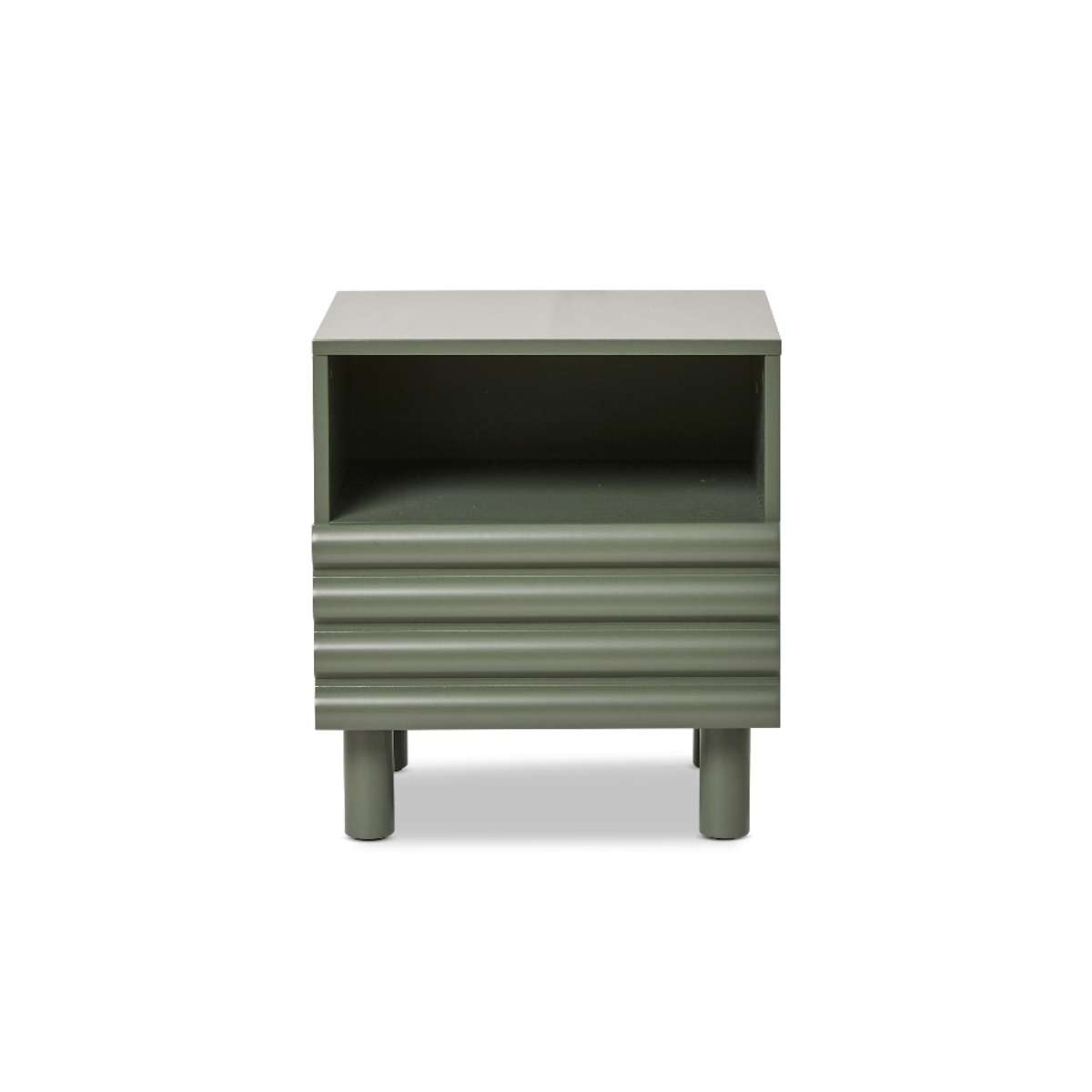 Theodore Ribbed Bedside Table - Green - Mocka New Zealand
