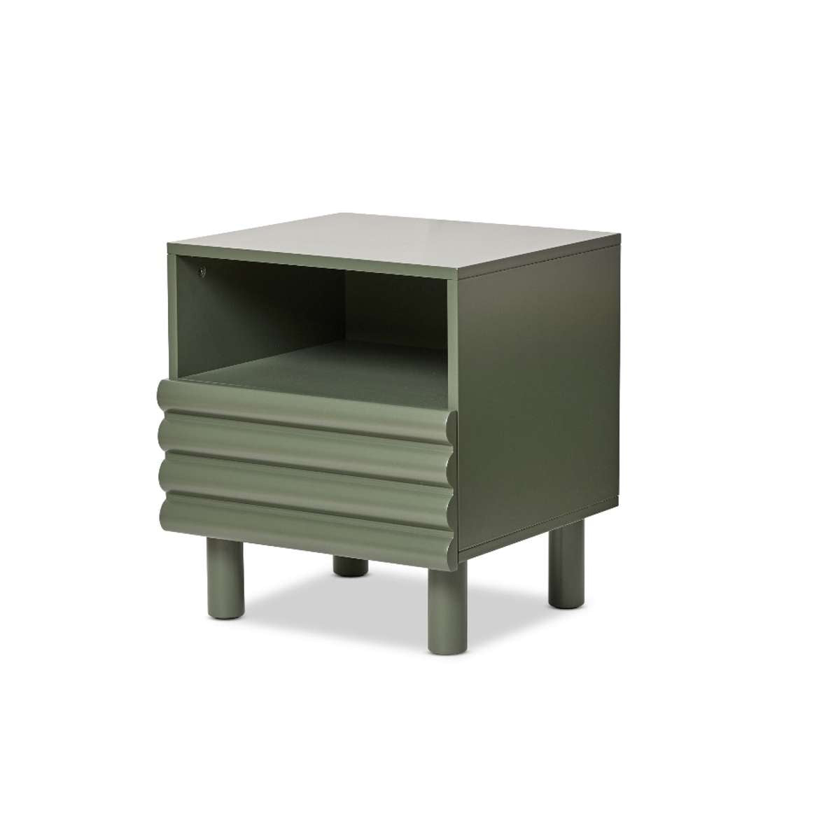 Theodore Ribbed Bedside Table - Green - Mocka New Zealand