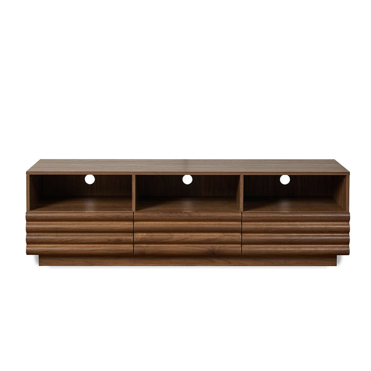 Theodore Ribbed Entertainment Unit - Walnut - Mocka New Zealand