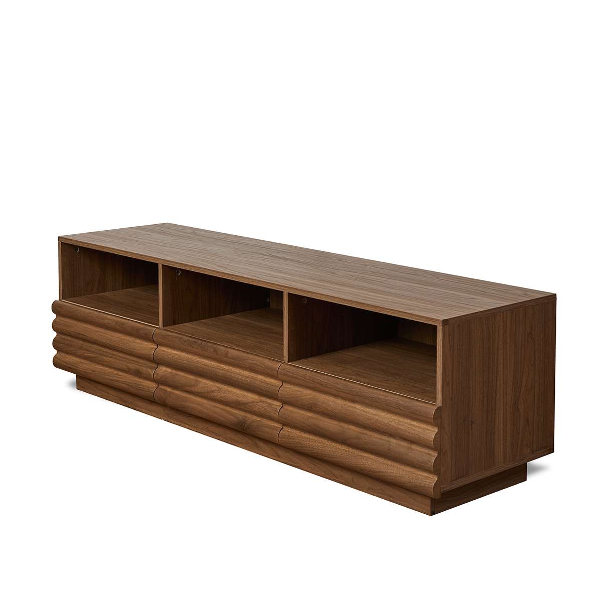 Theodore Ribbed Entertainment Unit - Walnut - Mocka New Zealand