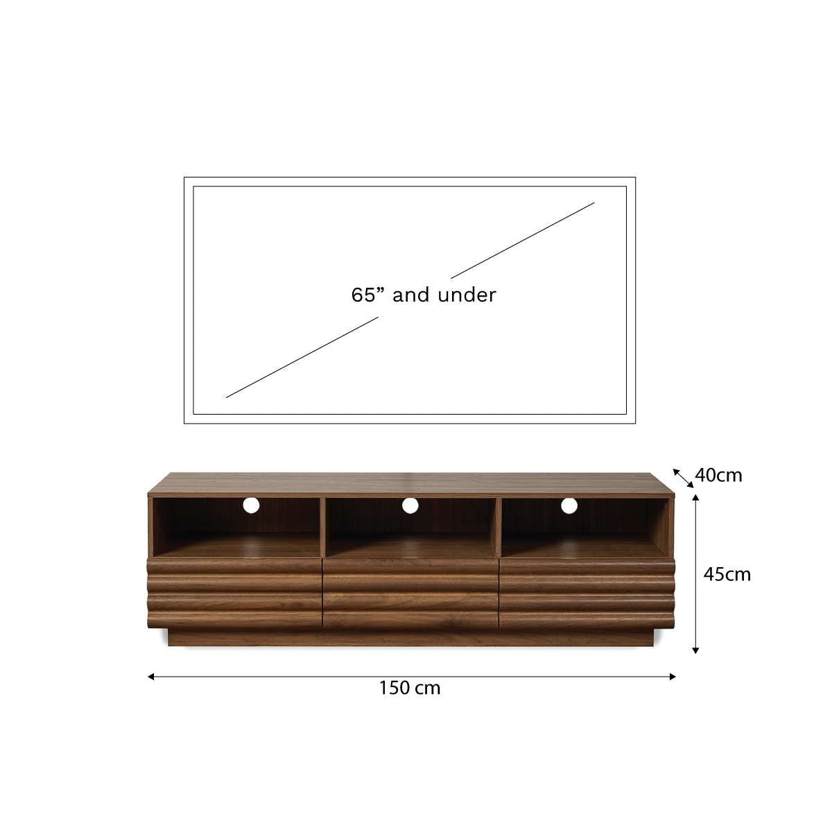 Theodore Ribbed Entertainment Unit - Walnut - Mocka New Zealand