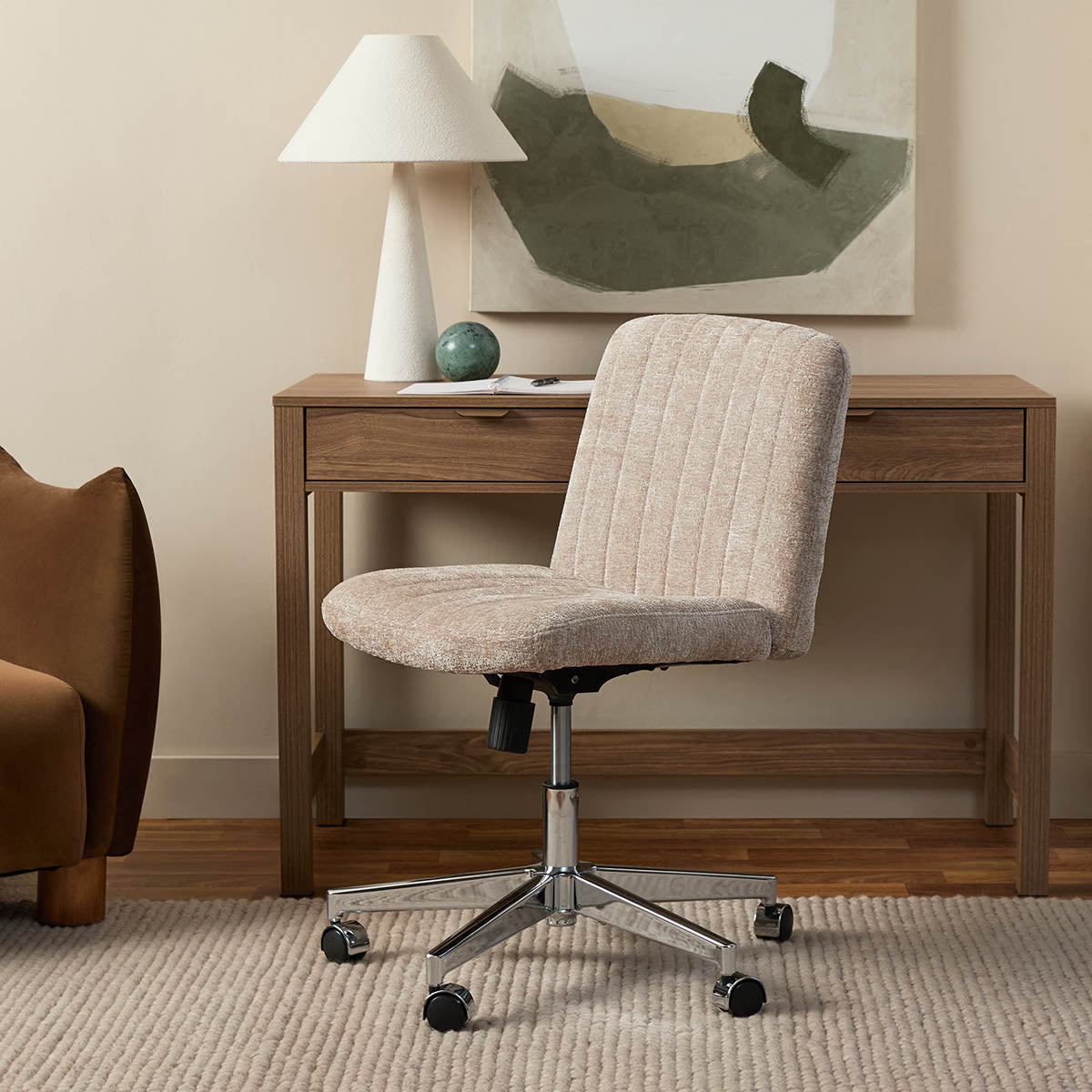 Luca Chrome Office Chair - Natural - Mocka New Zealand
