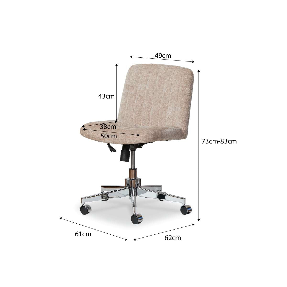 Luca Chrome Office Chair - Natural - Mocka New Zealand