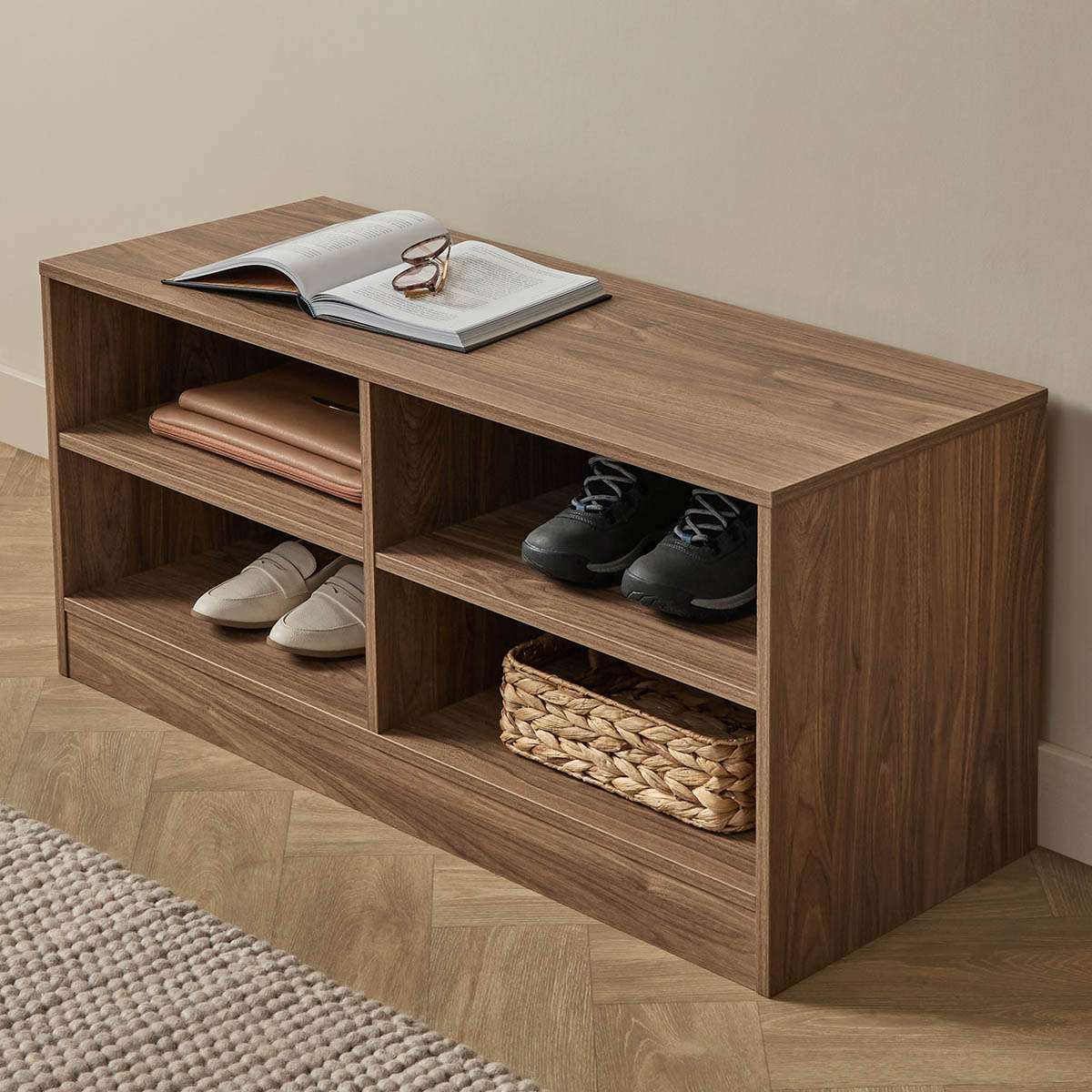 Compact Bench For R Storage Maverick Storage Bench - Pecan | Compact & Stylish | Mocka