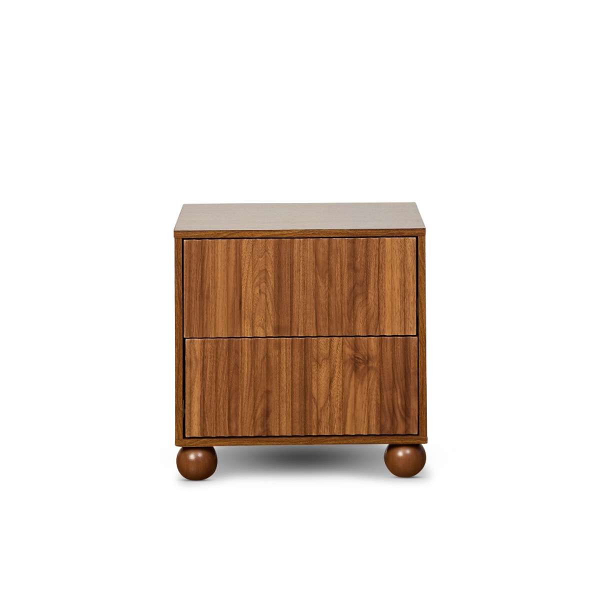 Deven Ball Feet Bedside Table - Walnut - Mocka New Zealand