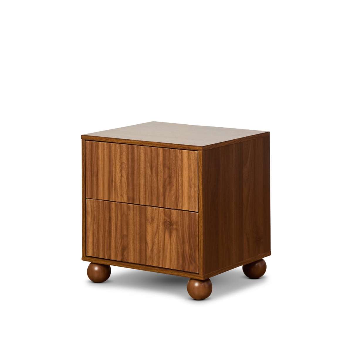 Deven Ball Feet Bedside Table - Walnut - Mocka New Zealand
