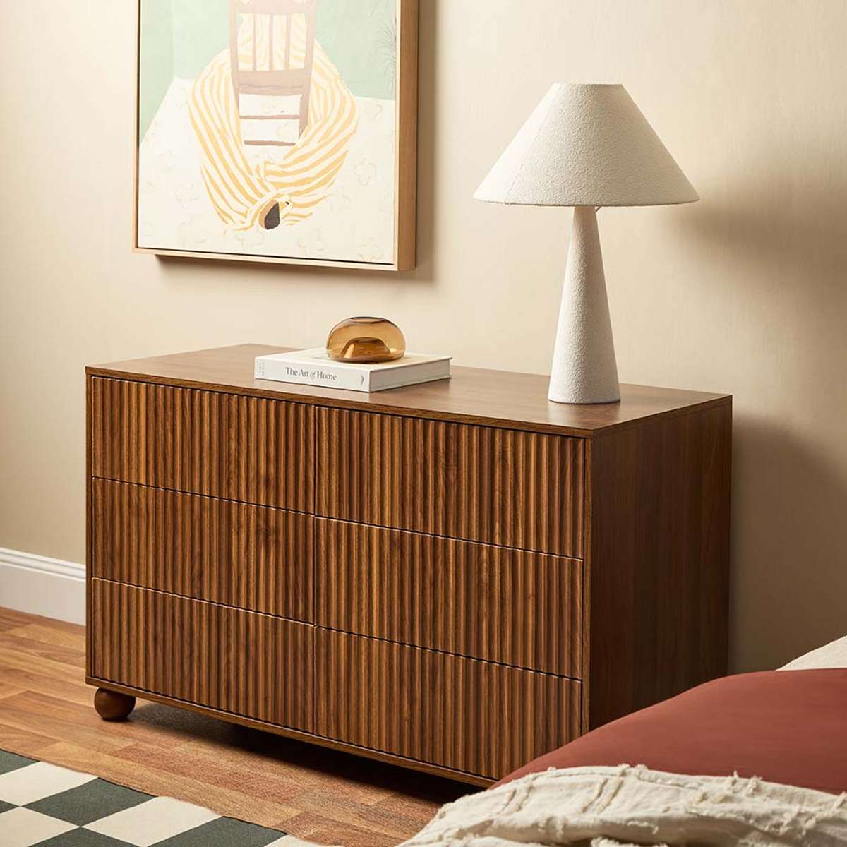 Deven Ball Feet Six Drawer - Walnut - Mocka New Zealand