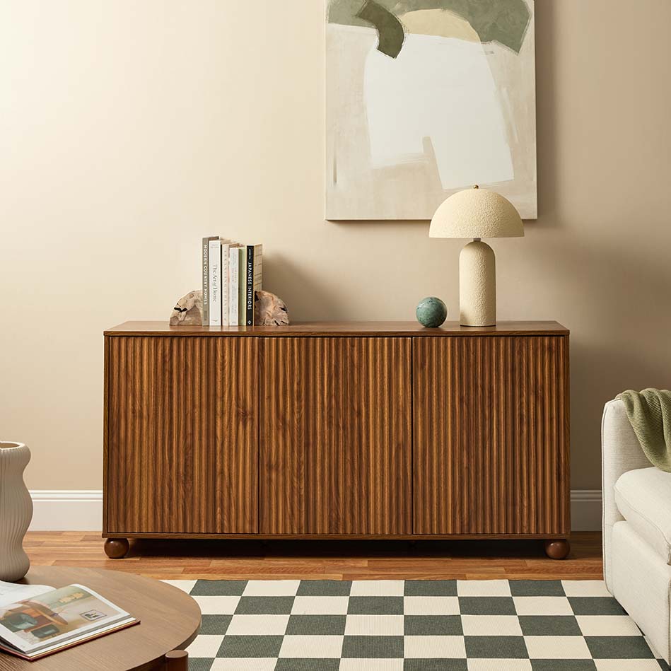 Deven Ball Feet Buffet - Walnut - Mocka New Zealand