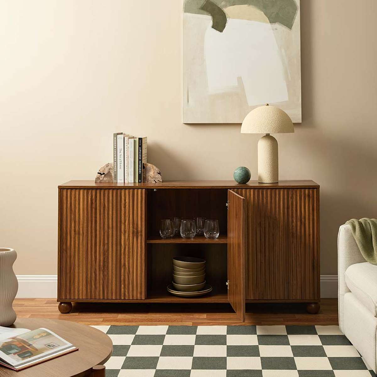 Deven Ball Feet Buffet - Walnut - Mocka New Zealand