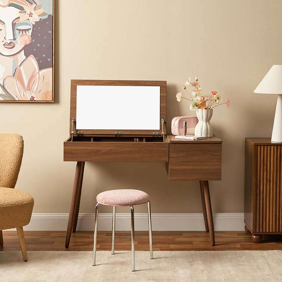Leia Make-Up Table - Walnut - Mocka New Zealand