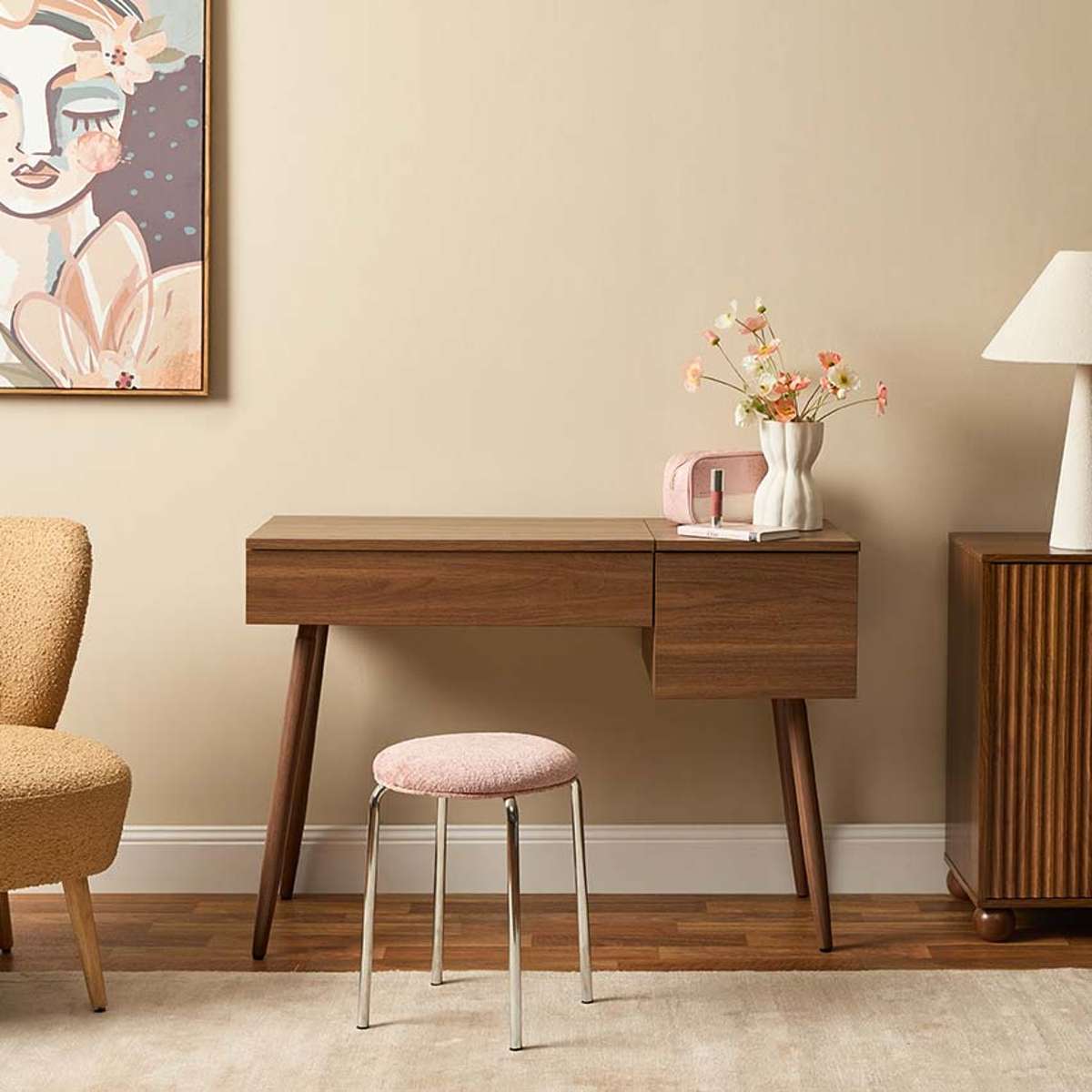 Leia Make-Up Table - Walnut - Mocka New Zealand