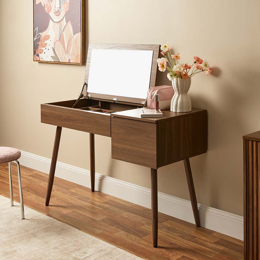 Leia Make-Up Table - Walnut - Mocka New Zealand