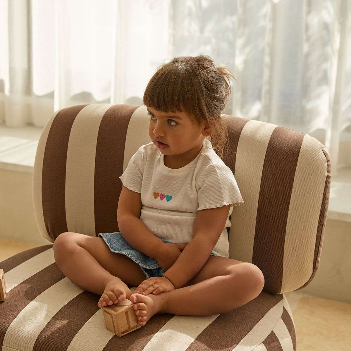 Ted Stripe Occasional Chair - Cream/Chocolate - Mocka New Zealand