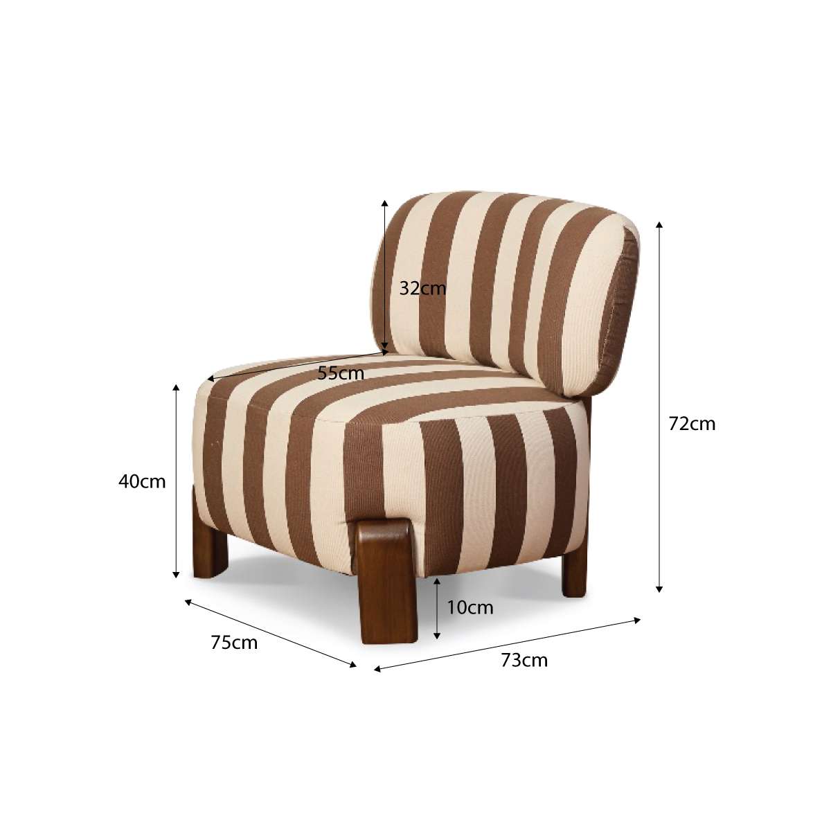 Ted Stripe Occasional Chair - Cream/Chocolate - Mocka New Zealand