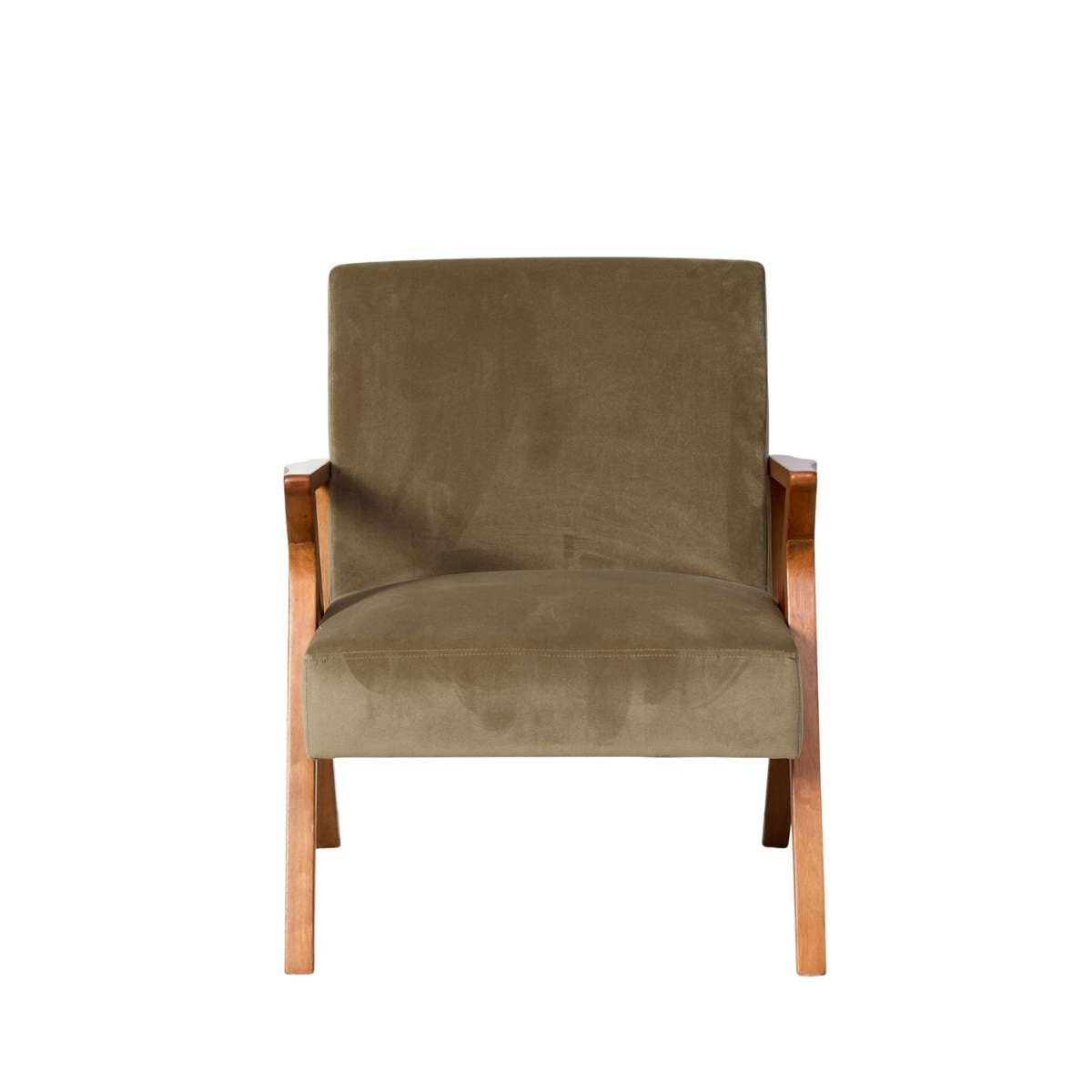 Ray Velvet Occasional Chair - Sage/Walnut - Mocka New Zealand