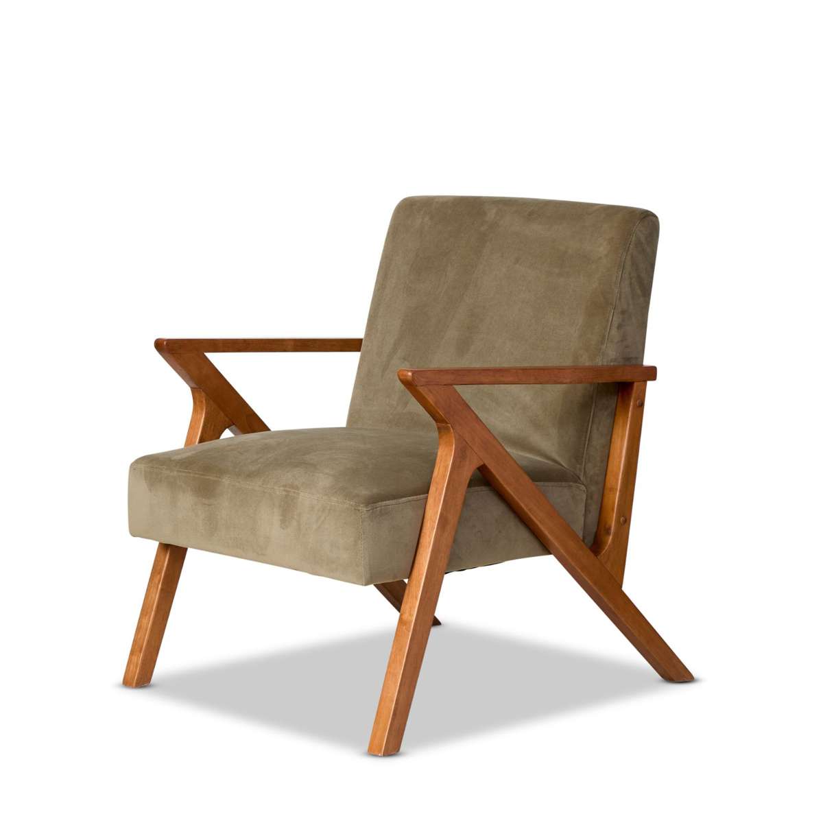 Ray Velvet Occasional Chair - Sage/Walnut - Mocka New Zealand