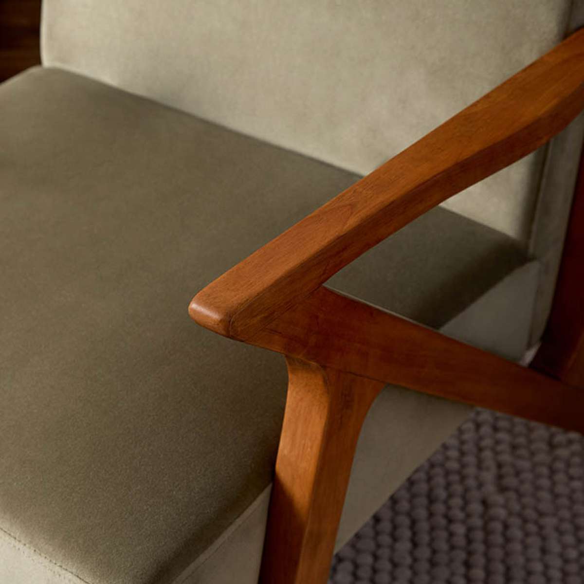 Ray Velvet Occasional Chair - Sage/Walnut - Mocka New Zealand