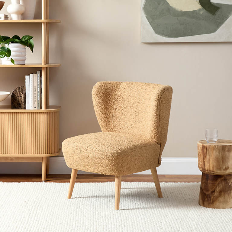 Harlyn Boucle Occasional Chair - Camel - Mocka New Zealand