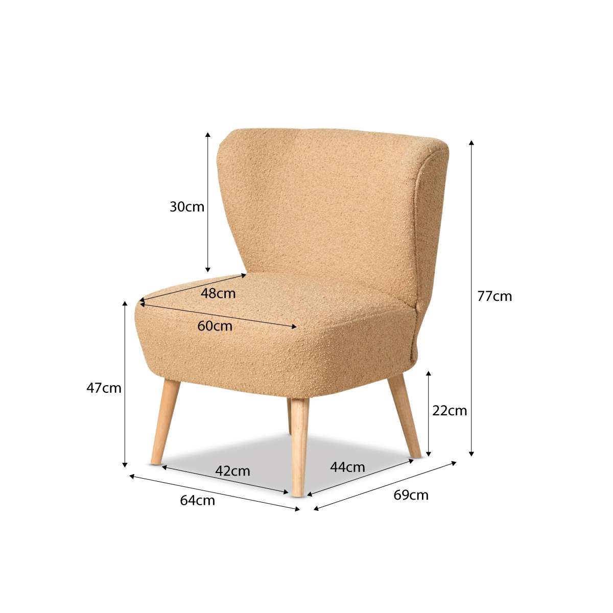 Harlyn Boucle Occasional Chair - Camel - Mocka New Zealand