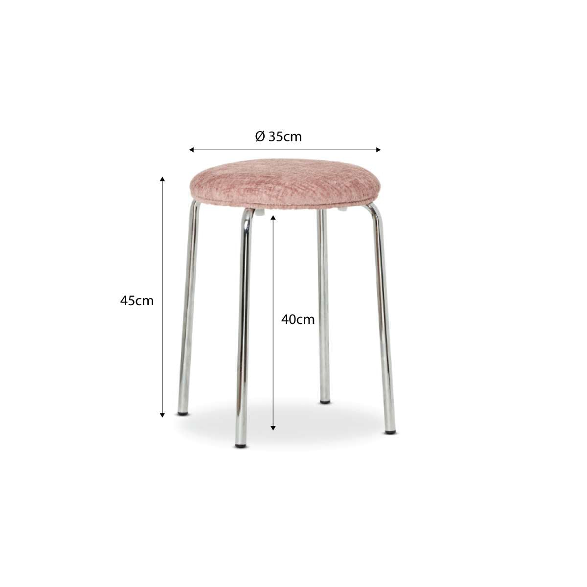Vivi Chrome Stool - Pink Chenille