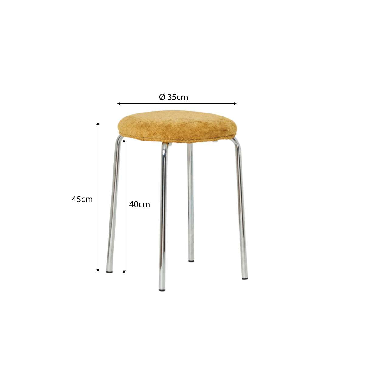 Vivi Chrome Stool - Mustard Chenille - Mocka New Zealand