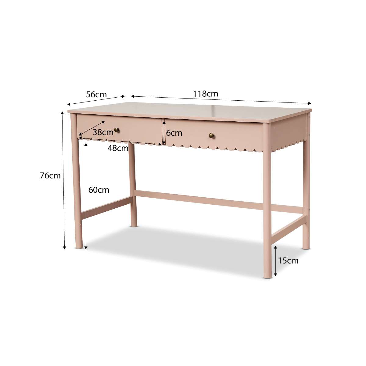 Maisie Scalloped Desk - Pink - Mocka New Zealand