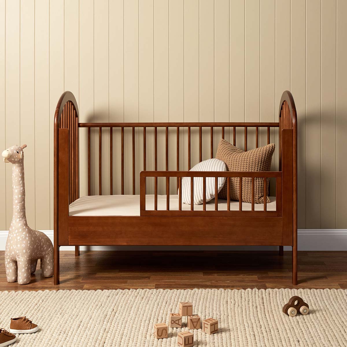 Archie Cot Toddler Bed Half Frame - Hazelnut - Mocka New Zealand
