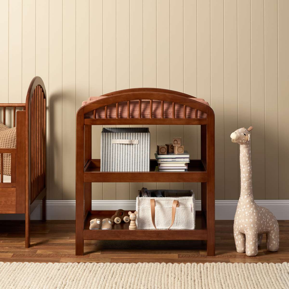 Archie 2 Shelf Change Table - Hazelnut - Mocka New Zealand