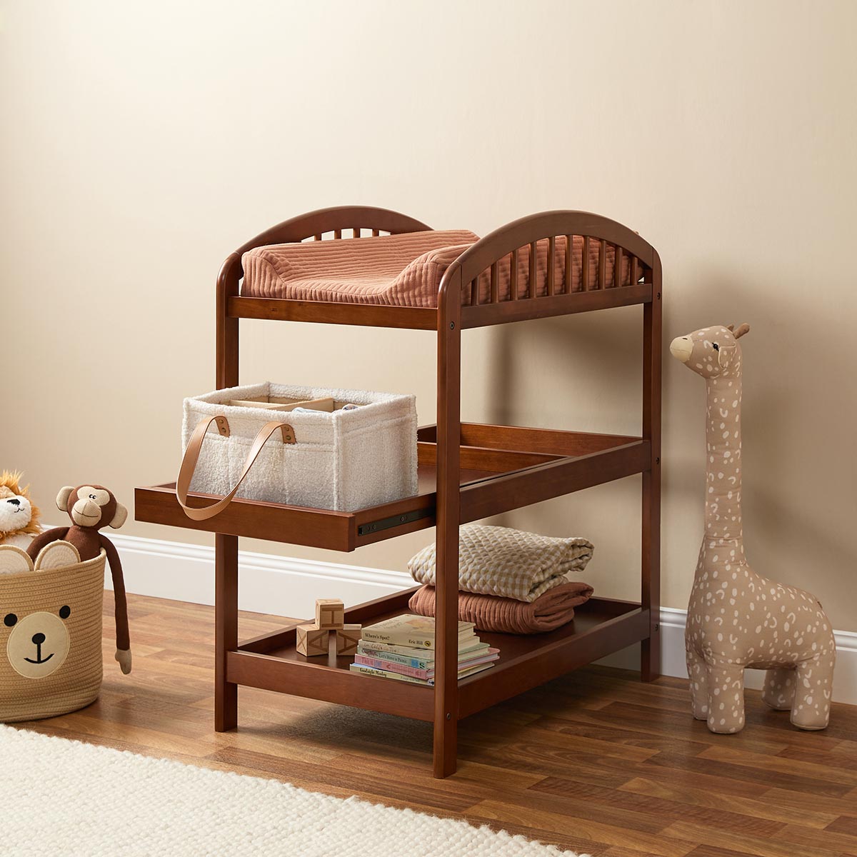 Archie 2 Shelf Change Table - Hazelnut - Mocka New Zealand