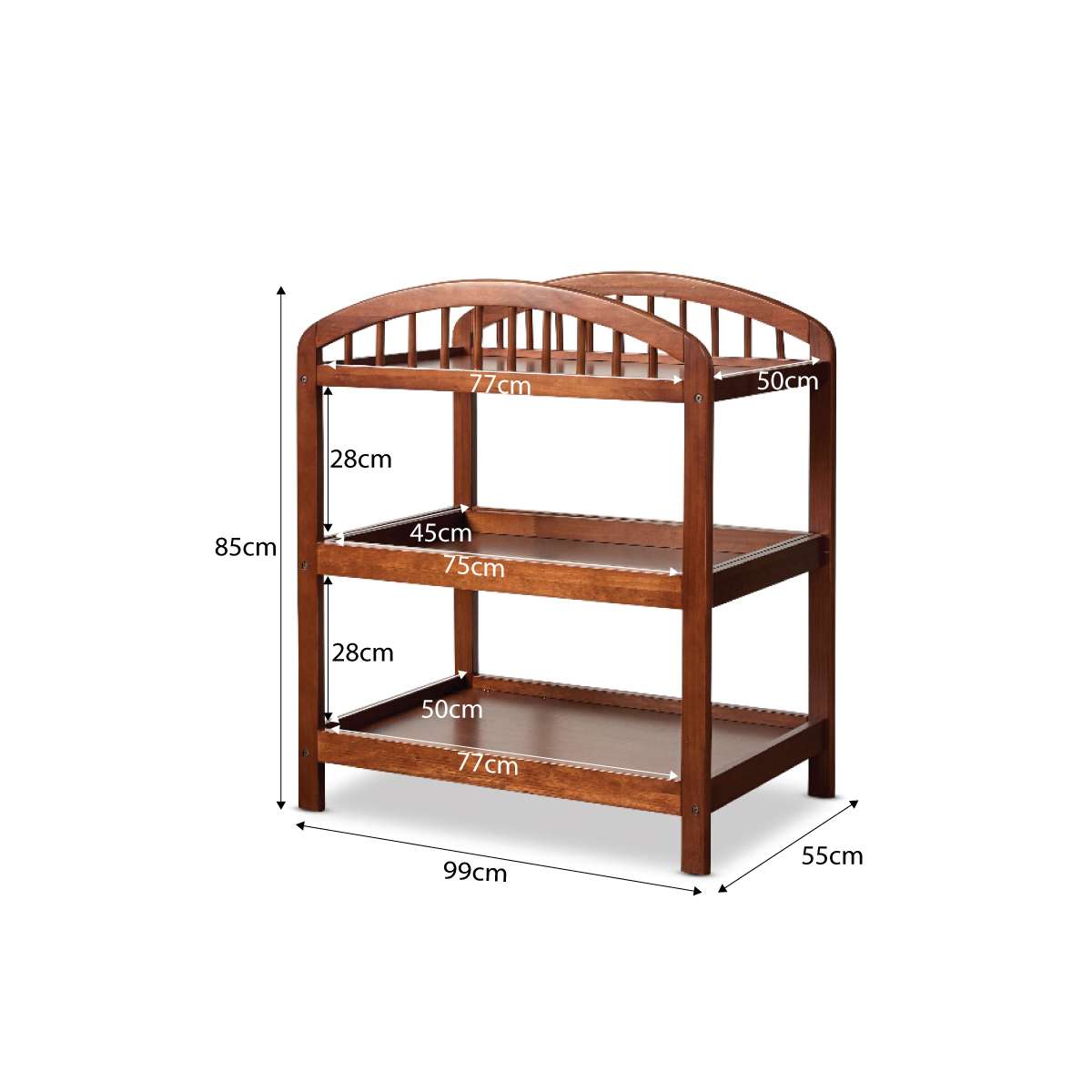 Archie 2 Shelf Change Table - Hazelnut