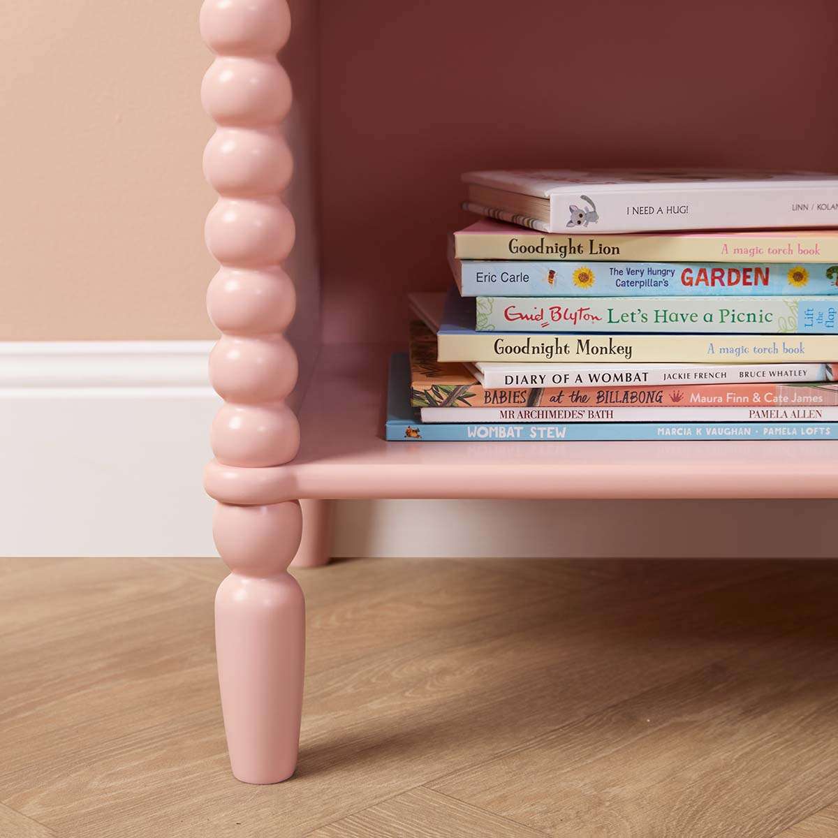 Betti Bobbin One Drawer Bedside Table - Pink - Mocka New Zealand