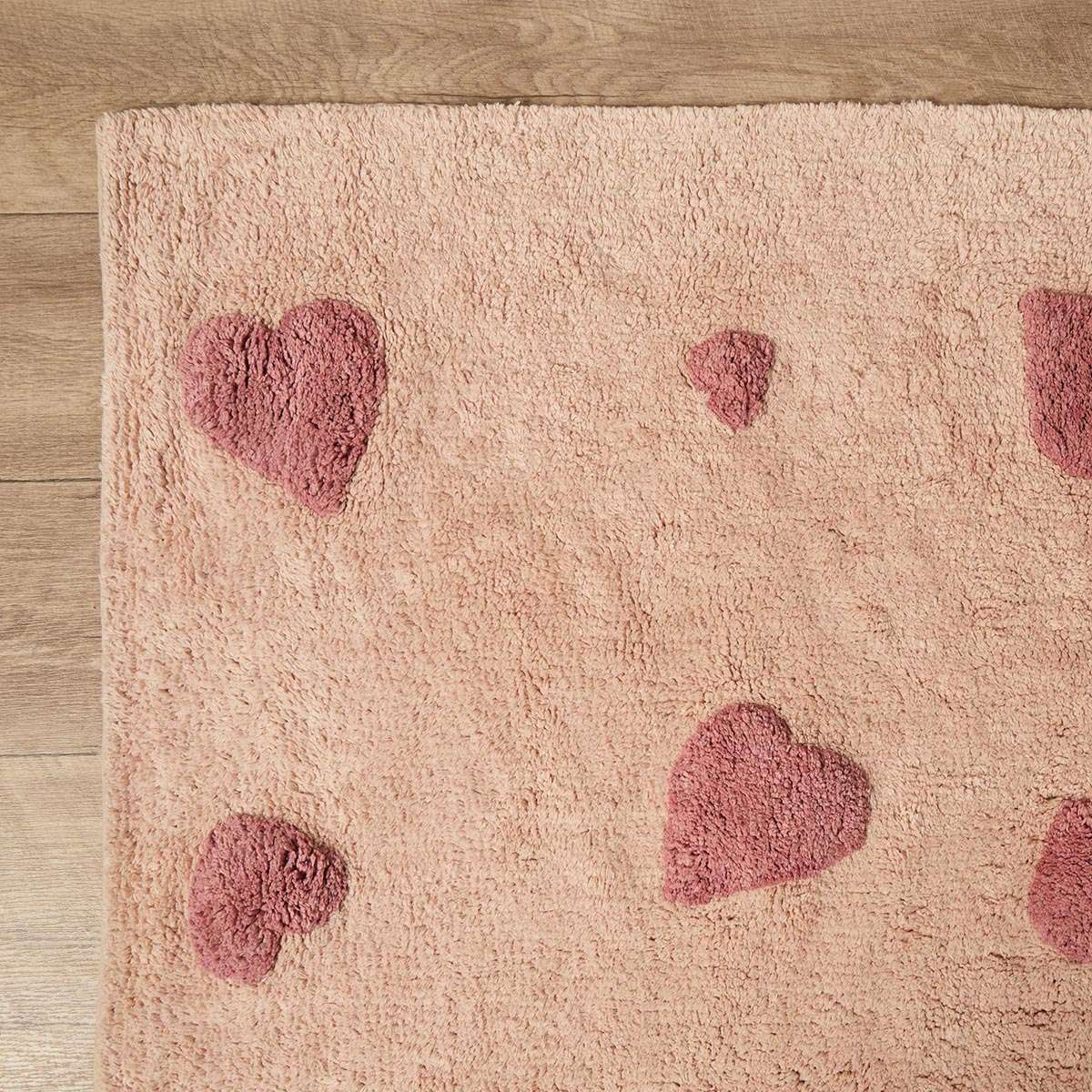 Addy Rectangle Heart Rug - Pink - Mocka New Zealand