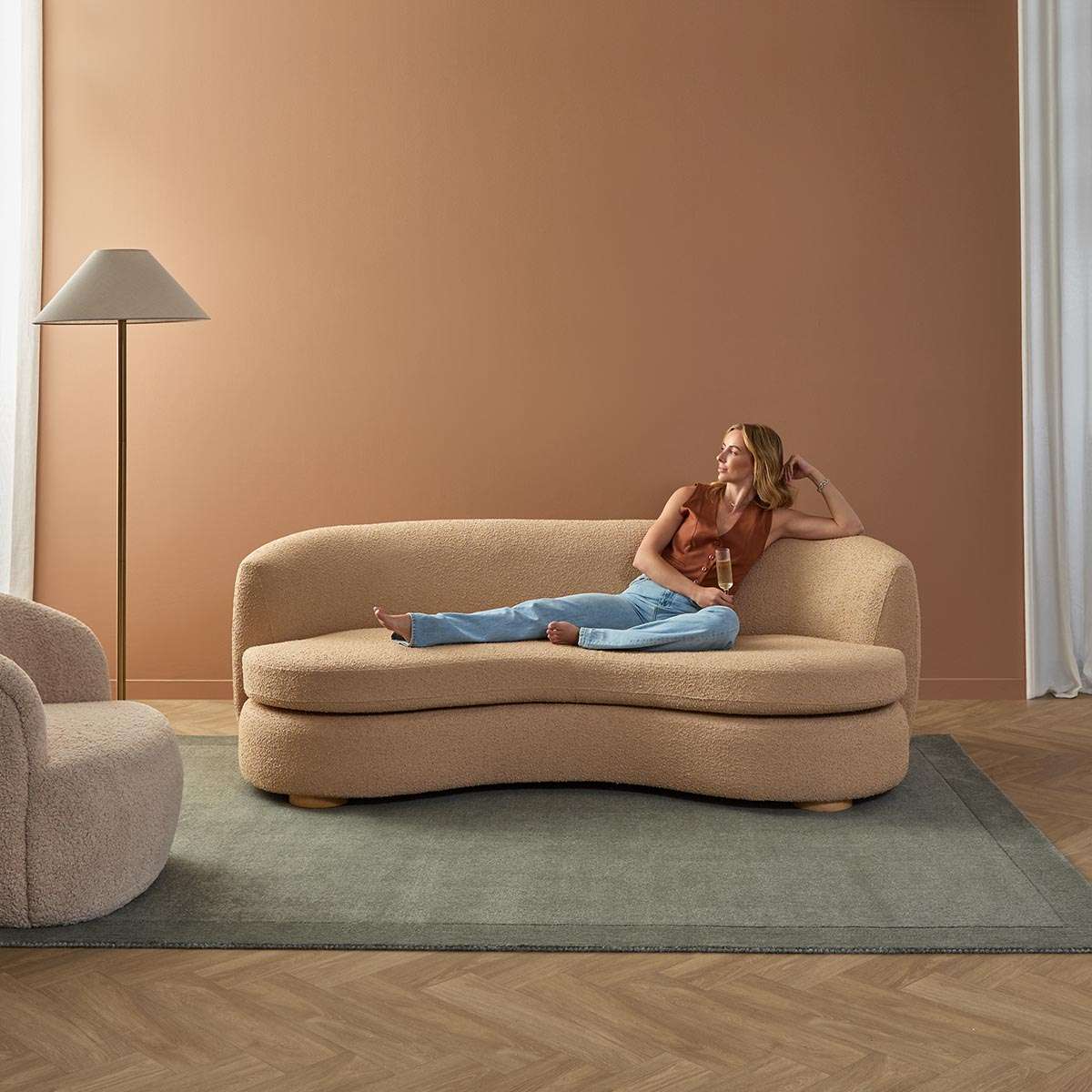 Lyle Pebble 2.5 Seater Sofa - Caramel Boucle
