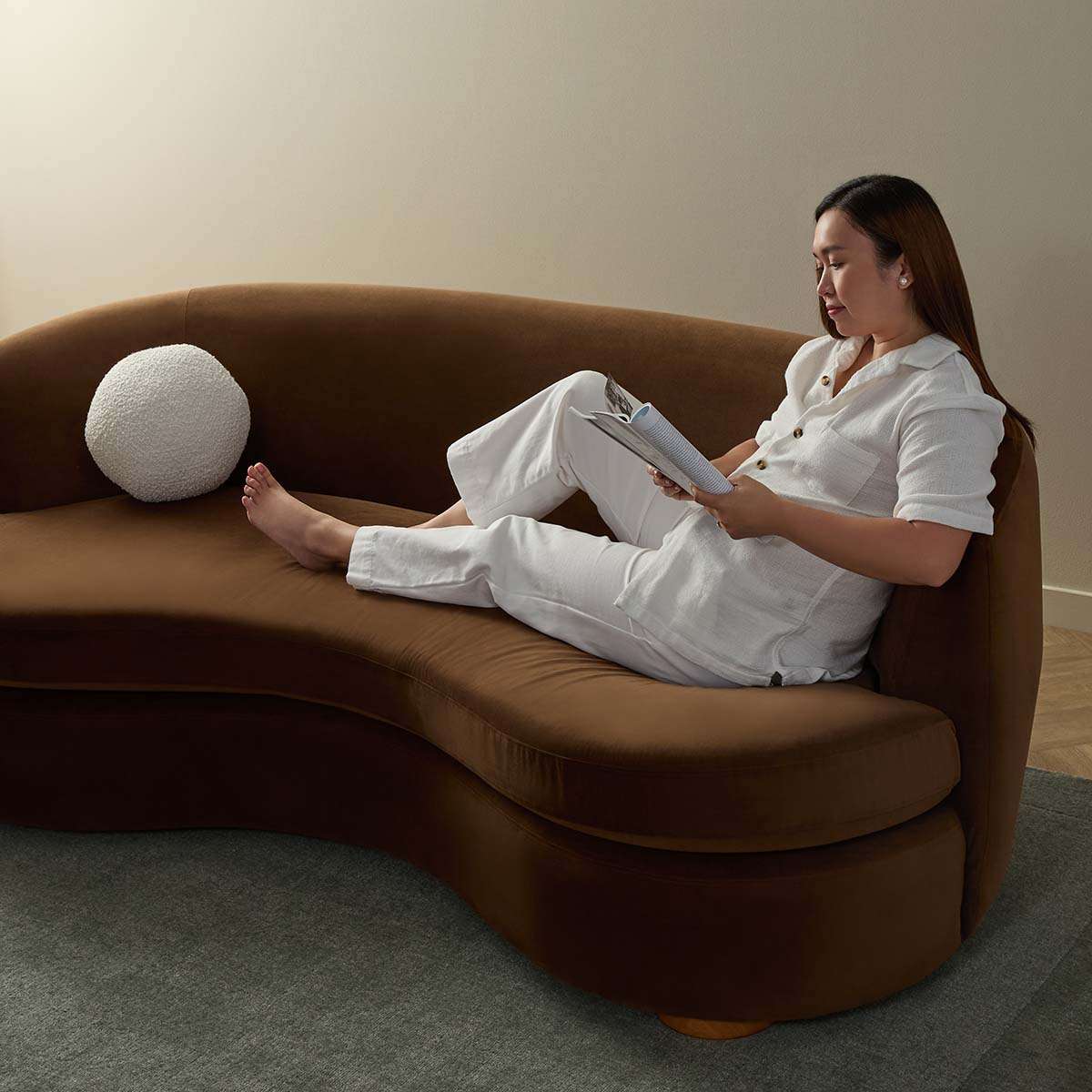 Lyle Pebble 2.5 Seater Sofa - Chocolate Velvet