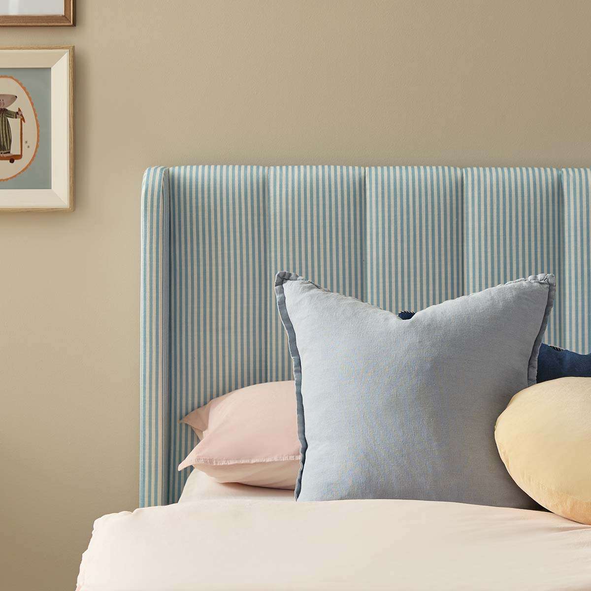 Quinn King Single Bed - Blue Stripe - Mocka New Zealand