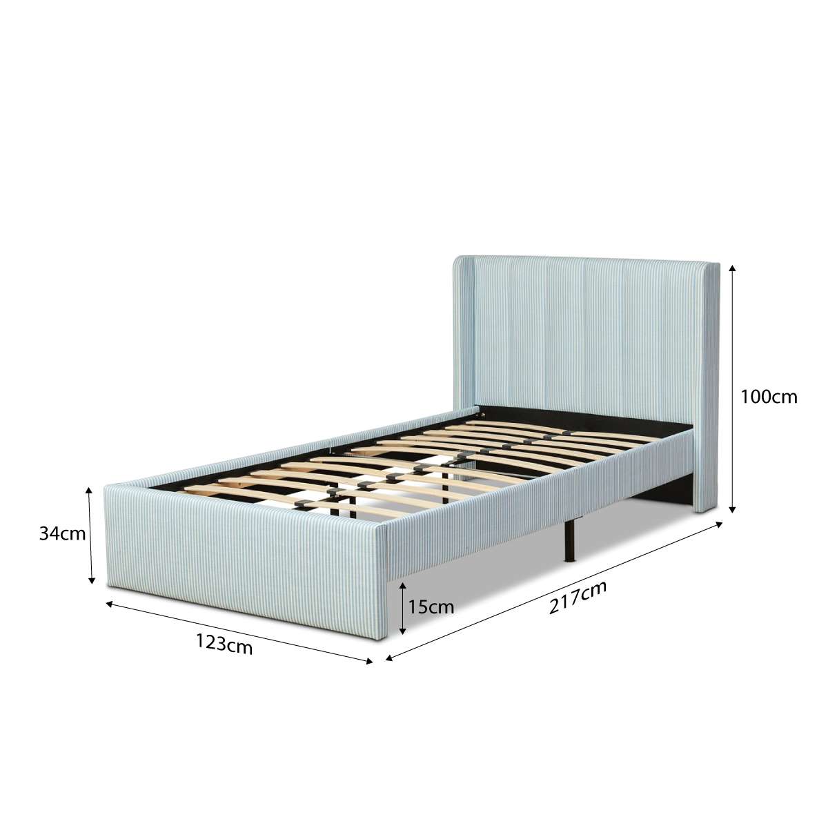 Quinn King Single Bed - Blue Stripe - Mocka New Zealand